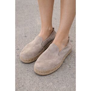 Fabiolas Grey Suede Leather Espadrilles Size 6 Flats Made in Spain Summer